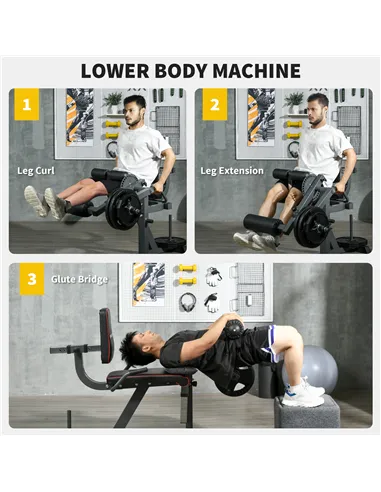 SPORTNOW Seated Leg Extension and Curl Machine, Adjustable Leg Raise Machine and Curl Machine with Plate Loaded for Hip, Thigh, 