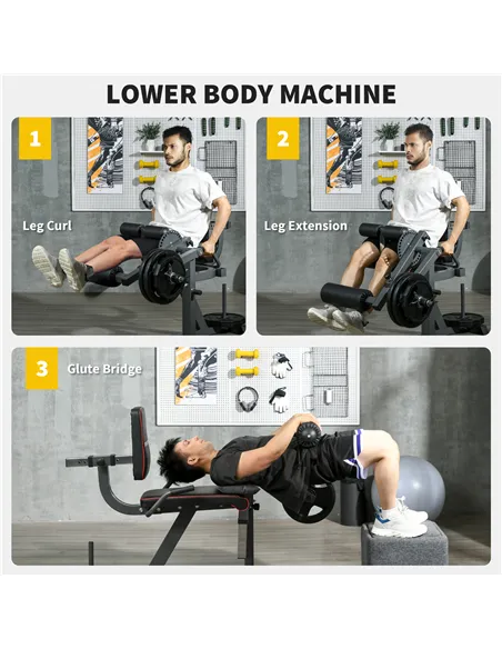 SPORTNOW Seated Leg Extension and Curl Machine, Adjustable Leg Raise Machine and Curl Machine with Plate Loaded for Hip, Thigh, 