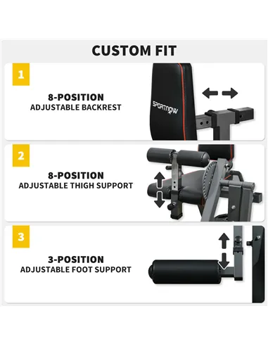 SPORTNOW Seated Leg Extension and Curl Machine, Adjustable Leg Raise Machine and Curl Machine with Plate Loaded for Hip, Thigh, 