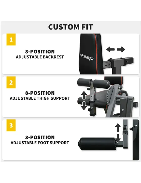 SPORTNOW Seated Leg Extension and Curl Machine, Adjustable Leg Raise Machine and Curl Machine with Plate Loaded for Hip, Thigh, 