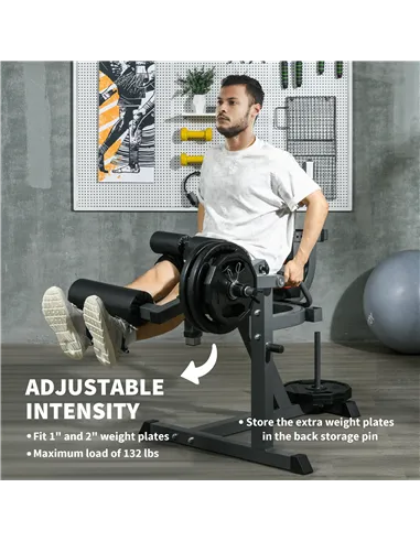 SPORTNOW Seated Leg Extension and Curl Machine, Adjustable Leg Raise Machine and Curl Machine with Plate Loaded for Hip, Thigh, 