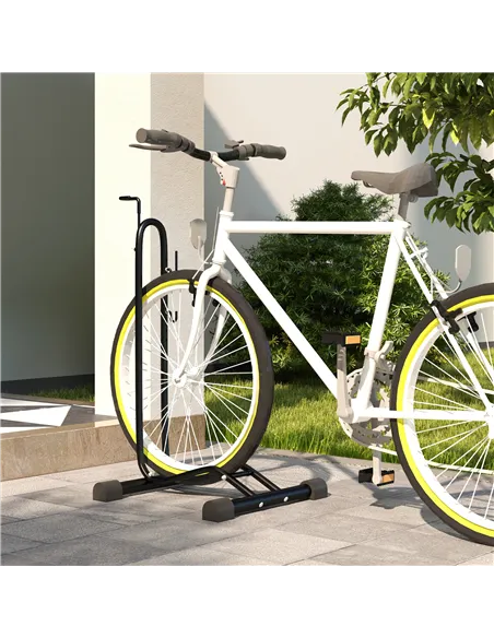 SPORTNOW Vertical and Horizontal Bike Rack Bicycle, Storage Stand with Adjustable Hooks, for 24"-29" Wheels, 700c Bike