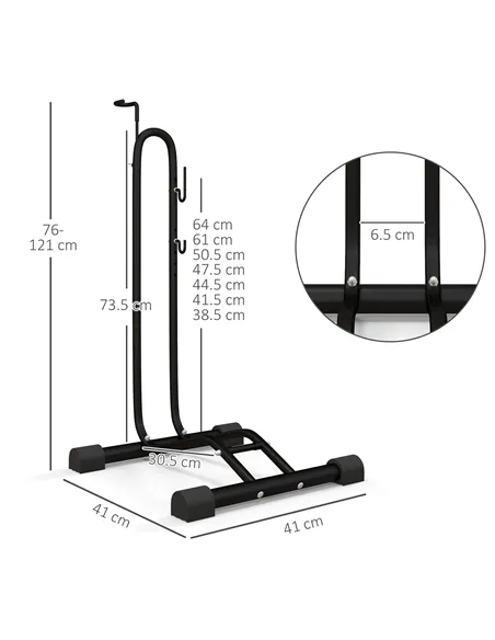 SPORTNOW Vertical and Horizontal Bike Rack Bicycle, Storage Stand with Adjustable Hooks, for 24"-29" Wheels, 700c Bike