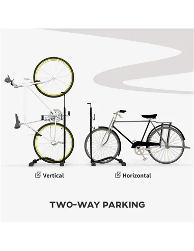 SPORTNOW Vertical and Horizontal Bike Rack Bicycle, Storage Stand with Adjustable Hooks, for 24"-29" Wheels, 700c Bike