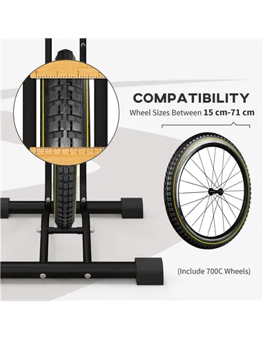 SPORTNOW Vertical and Horizontal Bike Rack Bicycle, Storage Stand with Adjustable Hooks, for 24"-29" Wheels, 700c Bike