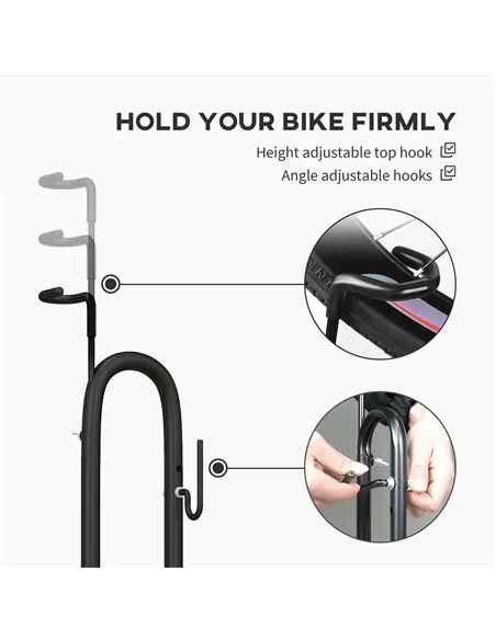 SPORTNOW Vertical and Horizontal Bike Rack Bicycle, Storage Stand with Adjustable Hooks, for 24"-29" Wheels, 700c Bike