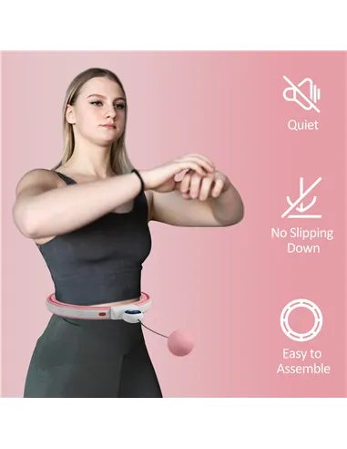 SPORTNOW Smart Weighted Hula Hoop, Massage Hula Ring w/ 16 Detachable Knots, 360° Auto-Rotating Ball, Digital Counter, Pink