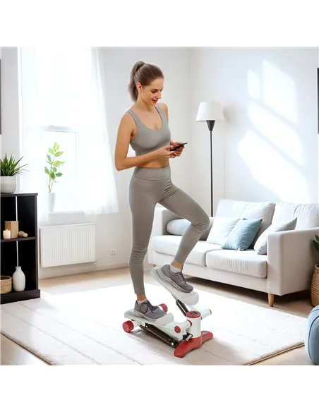 SPORTNOW Mini Stepper Machine, with LCD Monitor, Non-Slip Pedals, Grey