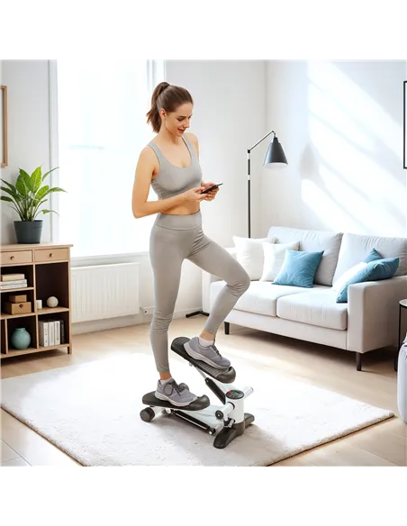 SPORTNOW Mini Stepper Machine, with LCD Monitor, Non-Slip Pedals, White