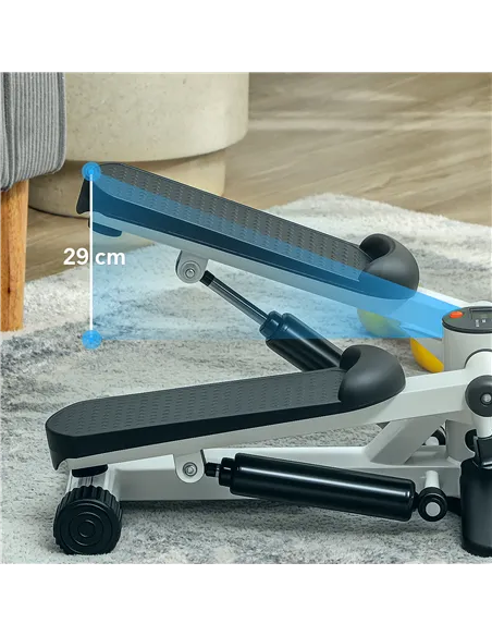 SPORTNOW Mini Stepper Machine, with LCD Monitor, Non-Slip Pedals, White