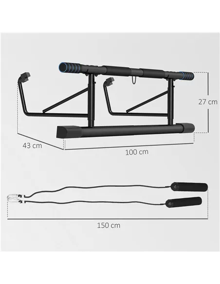 SPORTNOW Pull-Up Bar, No-Drilling Chin-Up Bar, Push-Up Stand with Resistance Bands, Padded Handles for Home Gym Exercise