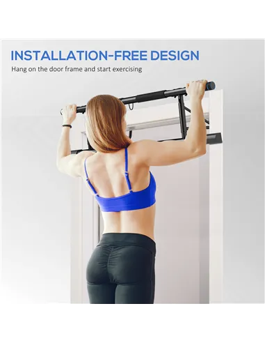 SPORTNOW Pull-Up Bar, No-Drilling Chin-Up Bar, Push-Up Stand with Resistance Bands, Padded Handles for Home Gym Exercise