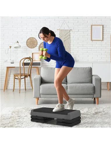 SPORTNOW Adjustable Fitness Stepper, with Non-Slip Surface, for Home, Gym, Office Workout, Grey