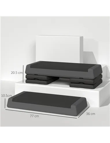 SPORTNOW Adjustable Fitness Stepper, with Non-Slip Surface, for Home, Gym, Office Workout, Grey