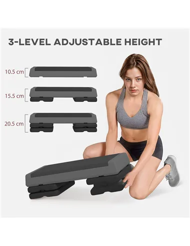 SPORTNOW Adjustable Fitness Stepper, with Non-Slip Surface, for Home, Gym, Office Workout, Grey