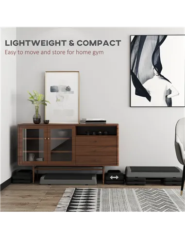 SPORTNOW Adjustable Fitness Stepper, with Non-Slip Surface, for Home, Gym, Office Workout, Grey