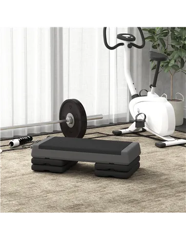 SPORTNOW Adjustable Fitness Stepper, with Non-Slip Surface, for Home, Gym, Office Workout, Grey