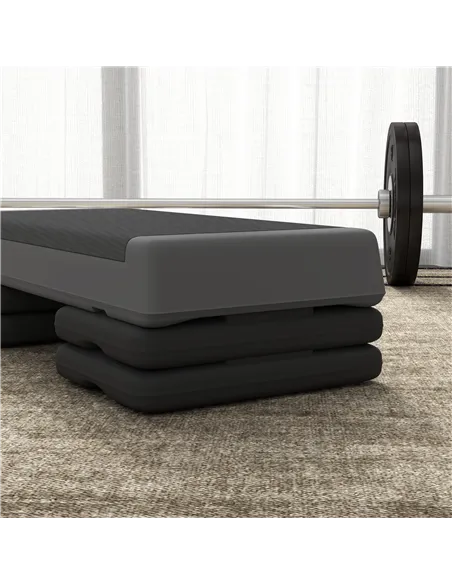 SPORTNOW Adjustable Fitness Stepper, with Non-Slip Surface, for Home, Gym, Office Workout, Grey