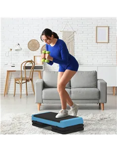 SPORTNOW Adjustable Fitness Stepper, with Non-Slip Surface, for Home, Gym, Office Workout, Light Blue 2