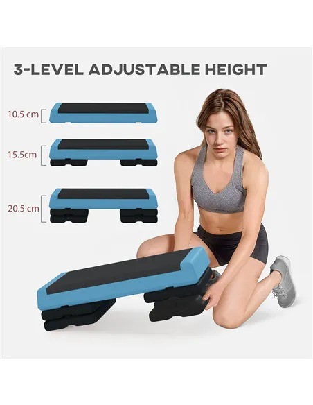 SPORTNOW Adjustable Fitness Stepper, with Non-Slip Surface, for Home, Gym, Office Workout, Light Blue