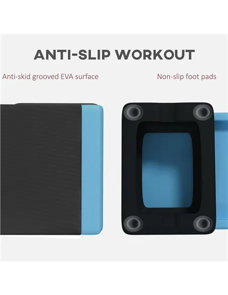 SPORTNOW Adjustable Fitness Stepper, with Non-Slip Surface, for Home, Gym, Office Workout, Light Blue