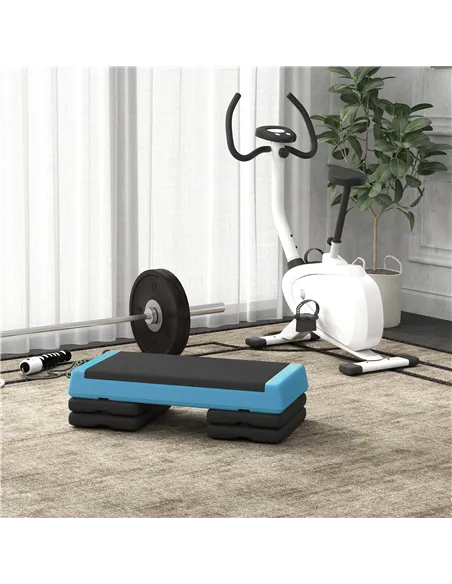 SPORTNOW Adjustable Fitness Stepper, with Non-Slip Surface, for Home, Gym, Office Workout, Light Blue