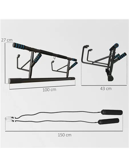 SPORTNOW Pull-Up Bar, No-Drilling Chin-Up Bar, Push-Up Stand with Resistance Bands, Padded Handles for Home Gym Exercise, Blue