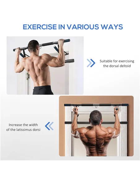 SPORTNOW Pull-Up Bar, No-Drilling Chin-Up Bar, Push-Up Stand with Resistance Bands, Padded Handles for Home Gym Exercise, Blue