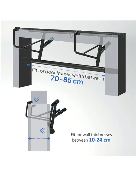 SPORTNOW Pull-Up Bar, No-Drilling Chin-Up Bar, Push-Up Stand with Resistance Bands, Padded Handles for Home Gym Exercise, Blue