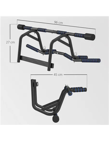 SPORTNOW Multi-Grip Doorway Pull Up Bar with Non-Slip Grips, Chin Up Bar with Anti-Fall Slot for Indoor Gym Upper Body Workout