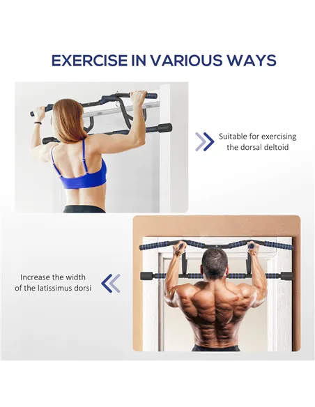 SPORTNOW Multi-Grip Doorway Pull Up Bar with Non-Slip Grips, Chin Up Bar with Anti-Fall Slot for Indoor Gym Upper Body Workout