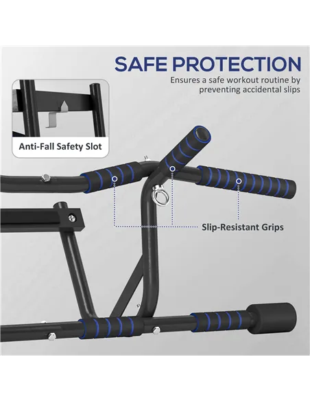 SPORTNOW Multi-Grip Doorway Pull Up Bar with Non-Slip Grips, Chin Up Bar with Anti-Fall Slot for Indoor Gym Upper Body Workout