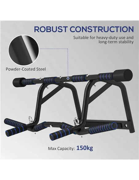 SPORTNOW Multi-Grip Doorway Pull Up Bar with Non-Slip Grips, Chin Up Bar with Anti-Fall Slot for Indoor Gym Upper Body Workout