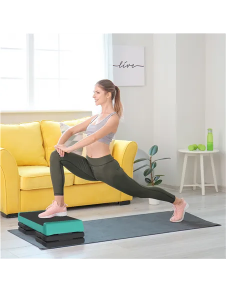 SPORTNOW Adjustable Fitness Stepper, with Non-Slip Surface, for Home, Gym, Office Workout, Green