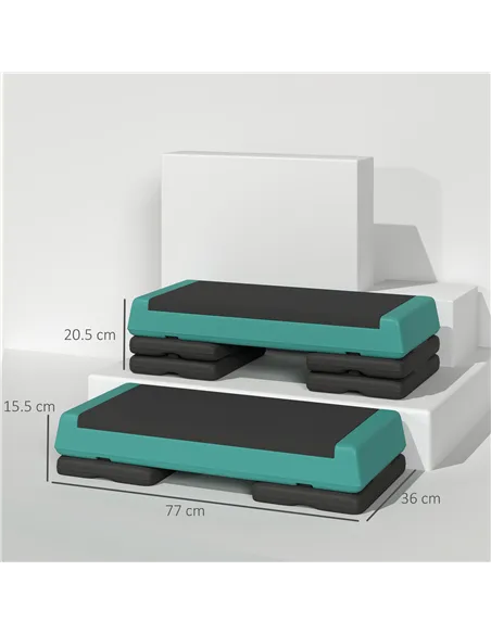 SPORTNOW Adjustable Fitness Stepper, with Non-Slip Surface, for Home, Gym, Office Workout, Green