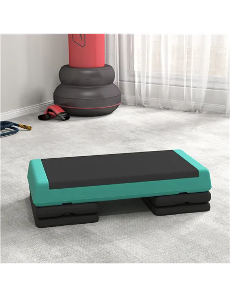 SPORTNOW Adjustable Fitness Stepper, with Non-Slip Surface, for Home, Gym, Office Workout, Green