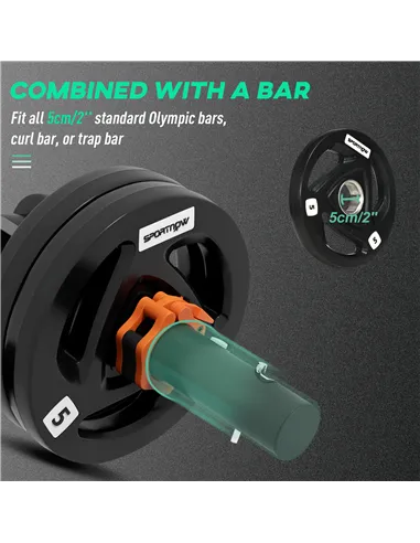 SPORTNOW Tib Bar with 2 x 5kg Olympic Weight Plates, Tibialis Trainer Calf Raise Machine for Shin Splints and Knee Pain Relief, 