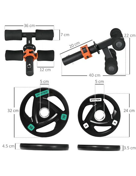SPORTNOW Tib Bar with 2 x 5kg&2 x 10kg Olympic Weight Plates, Tibialis Trainer Calf Raise Machine for Shin Splints and Knee Pain
