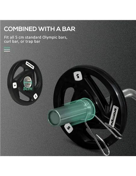 SPORTNOW Tib Bar with 2 x 5kg&2 x 10kg Olympic Weight Plates, Tibialis Trainer Calf Raise Machine for Shin Splints and Knee Pain