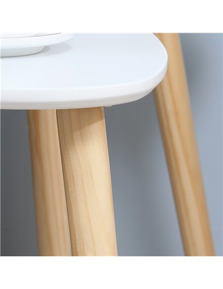HOMCOM Nesting Coffee Table, Set of 2 Side Tables, Stacking End Tables with Solid Wood Legs, for Living Room Bedroom, White