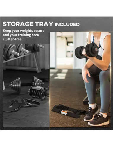 SPORTNOW 2 x 24KG Adjustable Dumbbells Set, 4-in-1 Weights Set with Storage Tray and Non-Slip Handle, Home Gym Fitness Equipment