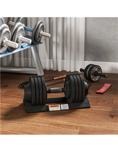 SPORTNOW 2 x 24KG Adjustable Dumbbells Set, 4-in-1 Weights Set with Storage Tray and Non-Slip Handle, Home Gym Fitness Equipment