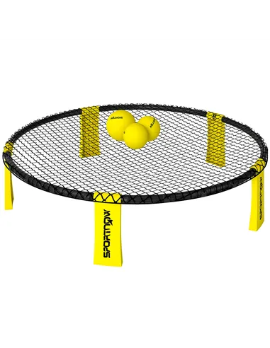 SPORTNOW Spike Ball Set, Mini Beach Games Set with Net, 3 Balls and Ball Pump, Portable with Carrying Bag for Outdoor Team Sport