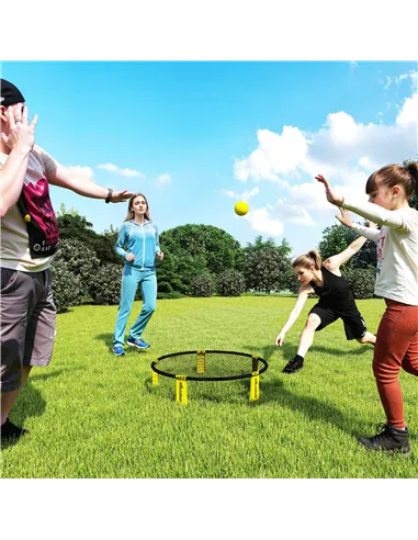 SPORTNOW Spike Ball Set, Mini Beach Games Set with Net, 3 Balls and Ball Pump, Portable with Carrying Bag for Outdoor Team Sport