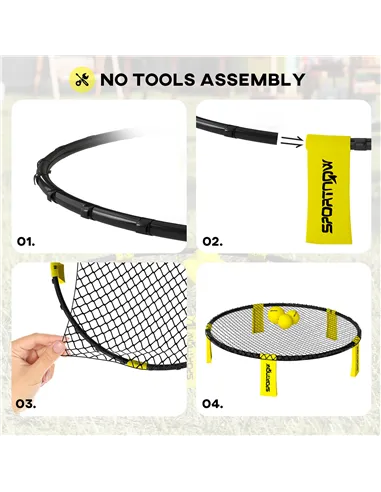 SPORTNOW Spike Ball Set, Mini Beach Games Set with Net, 3 Balls and Ball Pump, Portable with Carrying Bag for Outdoor Team Sport