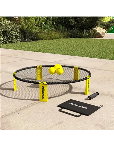 SPORTNOW Spike Ball Set, Mini Beach Games Set with Net, 3 Balls and Ball Pump, Portable with Carrying Bag for Outdoor Team Sport