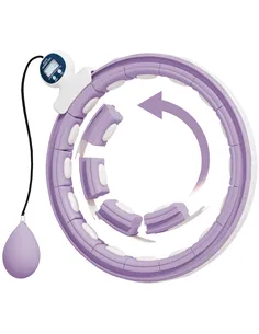 SPORTNOW Smart Weighted Hula Hoop, Massage Hula Ring w/ 16 Detachable Knots, 360° Auto-Rotating Ball, Digital Counter, Purple