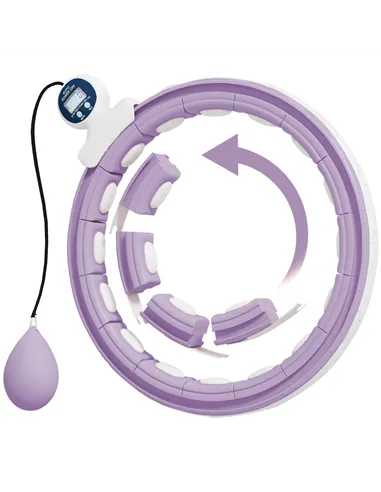 SPORTNOW Smart Weighted Hula Hoop, Massage Hula Ring w/ 16 Detachable Knots, 360° Auto-Rotating Ball, Digital Counter, Purple