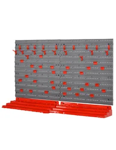 DURHAND 54 Pcs On-Wall Tool Equipment Holding Pegboard Home DIY Garage Organiser DIY w/ 50 Pegs 2 Shelves