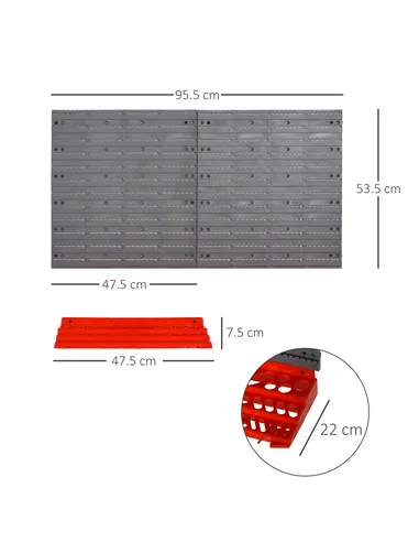 DURHAND 54 Pcs On-Wall Tool Equipment Holding Pegboard Home DIY Garage Organiser DIY w/ 50 Pegs 2 Shelves